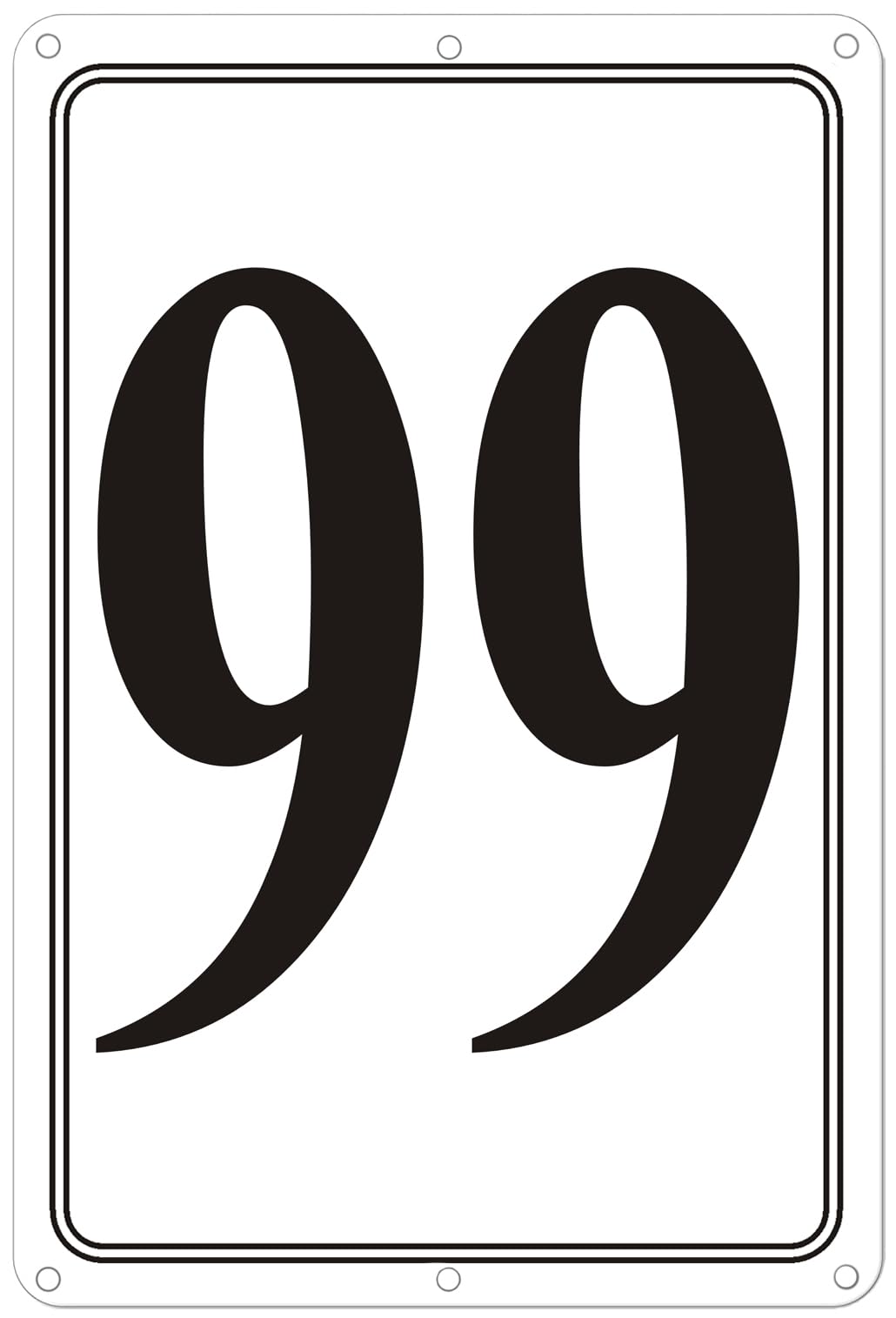 Premium Aluminum Number Signs 99, Metal 12" X 8" Numbered Signs Outdoor for Parking Lots, Floor, Dock, Court, Aisle, Field, High Visibility, No Fade, Weather-resistant