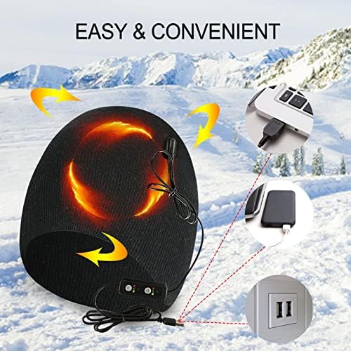Heated Hat Electric - Warm Rechargeable Winter Heat Beanie | USB Charging Electric Winter Heated Beanie Hat | Electric Warm Heated Hat for Outdoor Sports Skiing