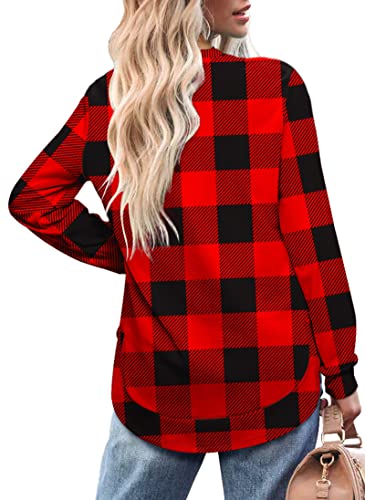 Ofeefan Christmas Sweatshirts For Women Pullover Sweaters Long Sleeve Red Block L #TOP3