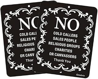 Goodvia 2-Pack No Cold Callers Sign Reflective Metal 5.9 x 4.7 Inches, No Cold Callers Stickers Self-adhesive - Modern Design for Indoor and Outdoor Use