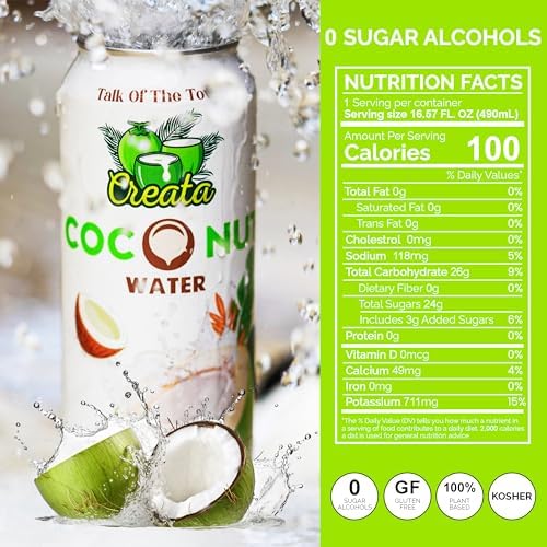 Coconut Water Bulk 99% Pure 16.57 Fl Oz - Pack of 12 Nutrient-Rich and Fresh | Low Sugar & Calories | Pure Coconut Water with Electrolytes by Creata - Image 3