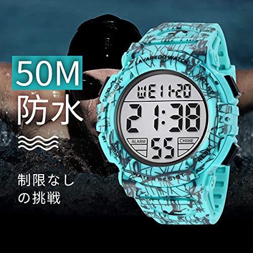 メンズ デジタル腕時計 日付 曜日 アラーム 50メートル防水 LED表示 多機能 スポーツウォッチ おしゃれ アウトドア 取扱説明書付き 商品画像4