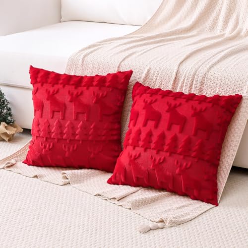 Housse de coussin en velours rouge pour rénover un canapé usé - 7