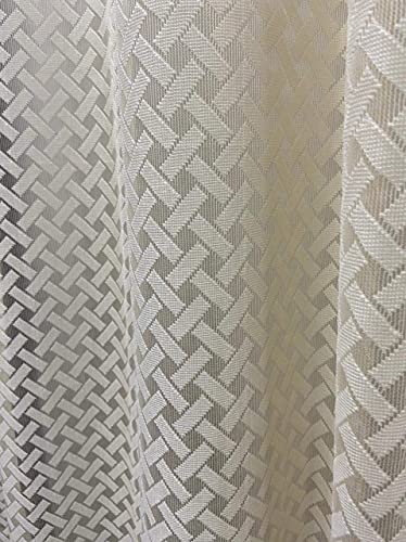 Image of Honger Polyester Beautiful Decorated Net Tissue Pack of 2 Pecs Curtains for (Cream Cross Design Net Curtains, for 4 x 7 Feet Door Curtains)