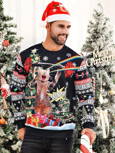 RAISEVERN Ugly Christmas Sweatshirt for Men Funny Xmas Holiday Pullover Sweater - Image 5
