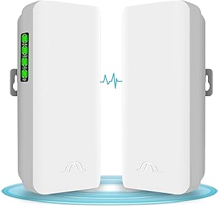 Point to Point Wireless Bridge Outdoor,5.8G WiFi Access Extender CPE Outdoor WiFi Long Range Internet Repeater Supports Video Surveillance Transmission up 1.2 Miles with 12DBi Gain Antenna 2 Pack