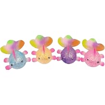 TREBIN Cute Sea Animal Stress Balls Sensory Fidget Toy, Fashion Squishy Set - Slow Rising Sugar Squeeze Toy for Anxiety Relief & Focus, Glitter Sea Animal Gifts  1Pack 4 Random Goldfish