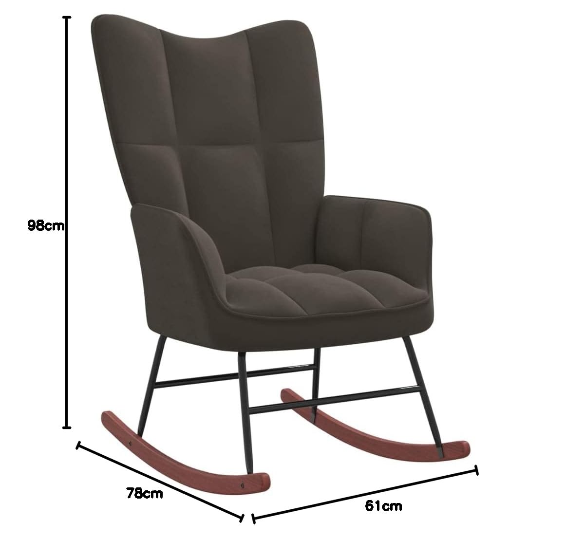 Sillón mecedora con reposapiés verde oscuro de terciopelo, mecedora de interior, sillón balancín rocking sofa apto para salón, dormitorio, balcón