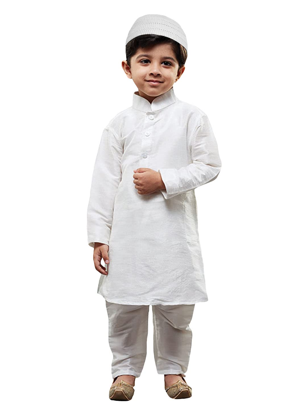 Jbn Creation Boys' White Silk Blend Kurta And Pyjama Set_Vasbkwh001Npdwh_26