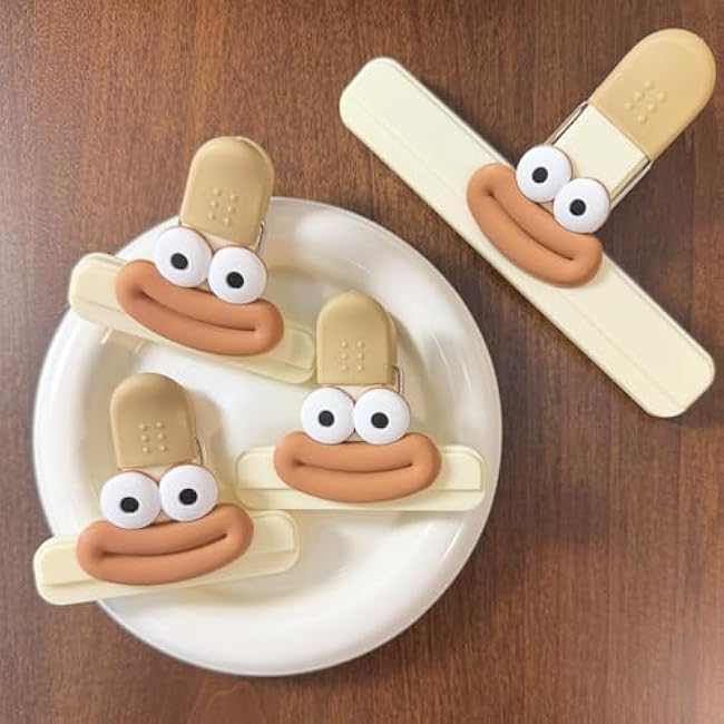 6 Pack Chip Bag Clips, Plastic Bag Clips for Chips Food Storage Cute Heavy Duty Seal (6 Small)