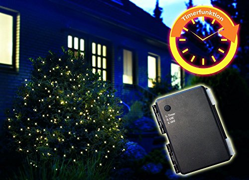 Preisvergleich Produktbild Batteriebetriebenes Lichternetz mit 200 warmweißen LEDs, 3 x 3 Meter