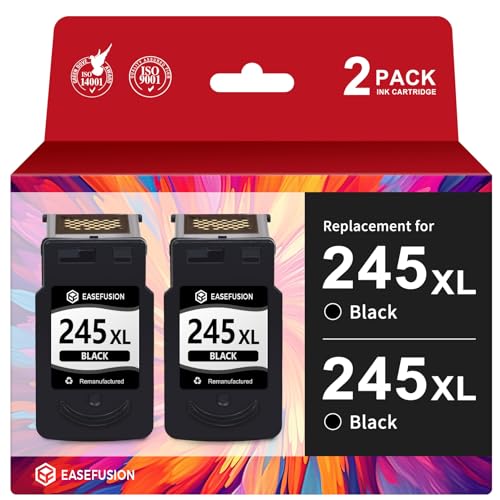 EaseFusion 245XL Ink Cartridges Replacement for Canon 245XL Black Ink Cartridges 245 XL PG-245 PG-245XL for Canon Pixma MX490 MX492 MG2522 TR4520 TS3322 TS202 MG2500 TS3122 TR4500 Printer Ink 245