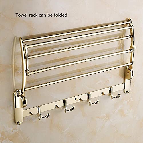 Support serviette mural or et pliable pour drap de bain et douche - 3