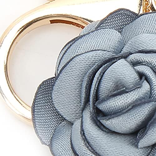 Pssopp Leather Flower Tassel Keychain Zinc Alloy Decoration Hook Key Pendant Car Keyring for Women Wallet Bag Pendant - Image 6