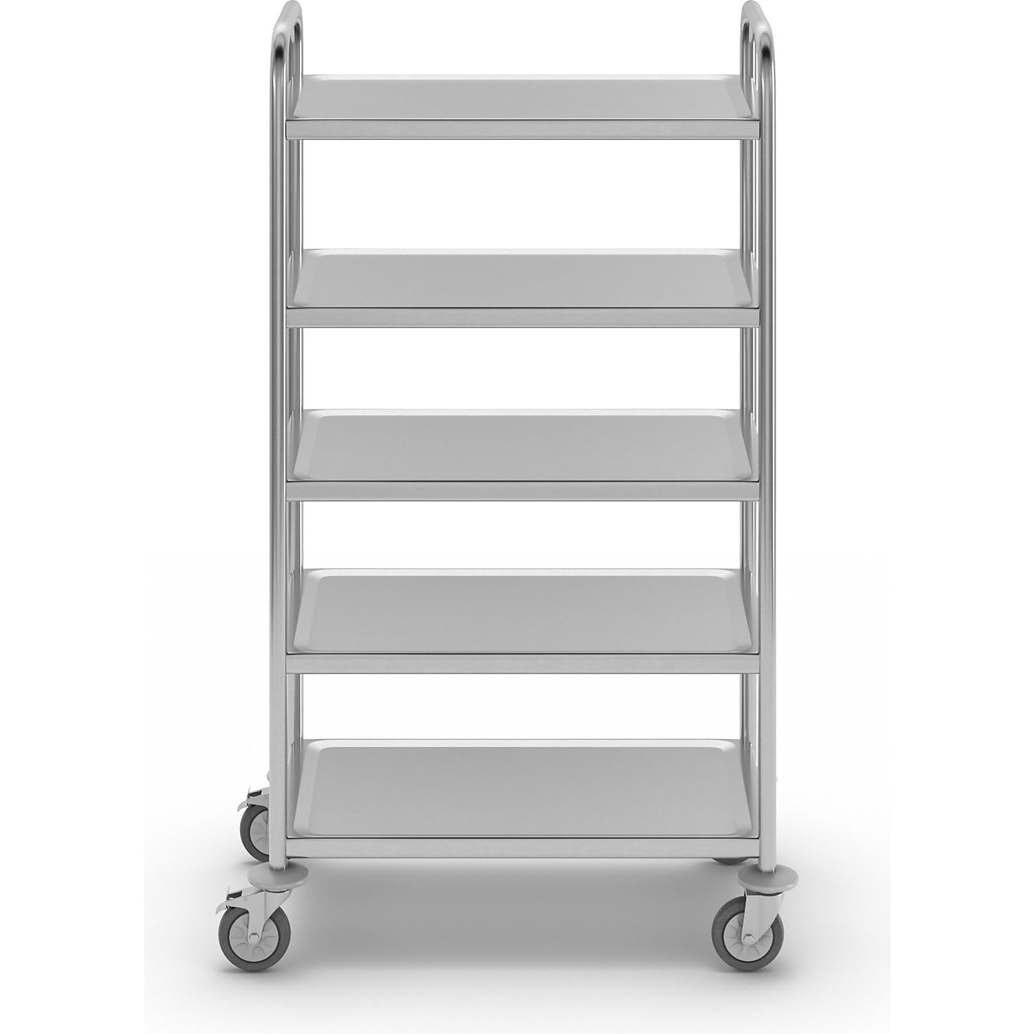 eurokraft basic | Carrello di servizio in acciaio inox | 5 ripiani, lungh x largh x alt 705 x 405 x 1300 mm