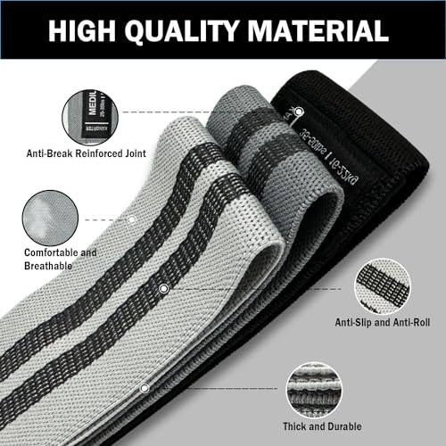 Non-Slip Fabric Resistance Bands for Working Out, Loop Exercise Bands for Booty Leg, Butt, Glute, Stretch Workout Bands for Women & Men, Hip Elastic Bands for Home Gym Fitness, Yoga, Pilates - Image 4