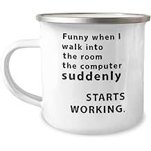 Funny Computer Mug - Suddenly Starts Working - 12oz Enamel Stainless Steel