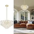 Cargifak 20'' Gold Crystal Chandelier,7-Tier Vintage Hanging lamp, Chandeliers for Dining Room Kitchen Island Bedroom Entryway, CC4215-7W-PG
