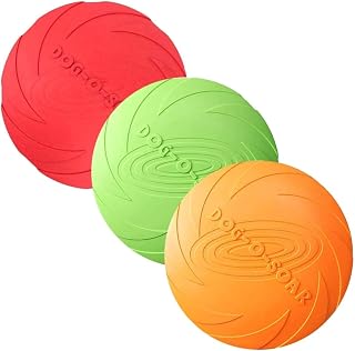 3 Pieces of Flying disc Dog Toys Made of Rubber, for Interactive Outdoor Fun, Perfect for Dog Training, Throwing, catching, and Playing