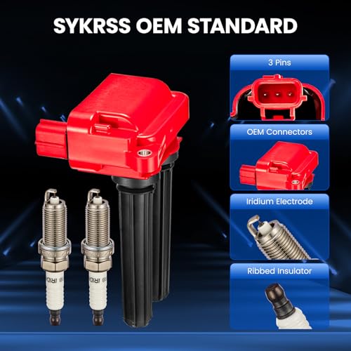 Image of Ignition Coils(8Pack) and Premium Iridium Spark Plugs (16Pack)-Fit for 5.7L V8 Dodge Ram 1500 Charger Challenger Durango,Jeep Grand Cherokee,Chrysler 300 2008-2017,Replacement UF504 /LZFR5CI-11