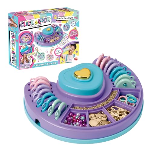 Click & Lock  Diseña Tus Joyas, Joyas con Mensaje, Decora con Cuentas, Pegatinas e intercambia Cuando Quieras, diseña CREA y Brilla,+6 años, Bizak (64361491)