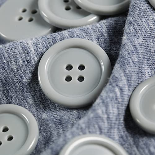 60Pcs Gray Buttons Sewing Plastic Resin 1Inch Buttons For Crafts Flatback Large Grey Buttons 4 Holes Diy Craft Sewing Buttons (Gray 25Mm/1Inch) #TOP3