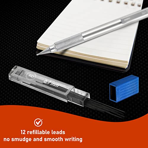 Zebra Mechanical Pencil 2 Count M-701 Mechanical Pencils 0.7Mm, Lead Refills, 1 Eraser, Mechanical Pencil 0.7 Stainless Steel, Medium Zebra Pencils #TOP3