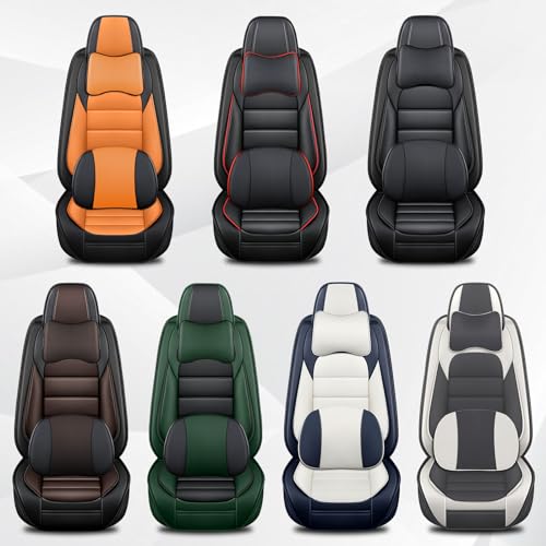 Image of Car Seat Cover Fit for Nissan 370Z 2009-2021,Compatible Airbag Non-Slip Waterproof Seat Cover,Car Seat Protector Premium Interior (Luxury 2 Seats,Black Orange)