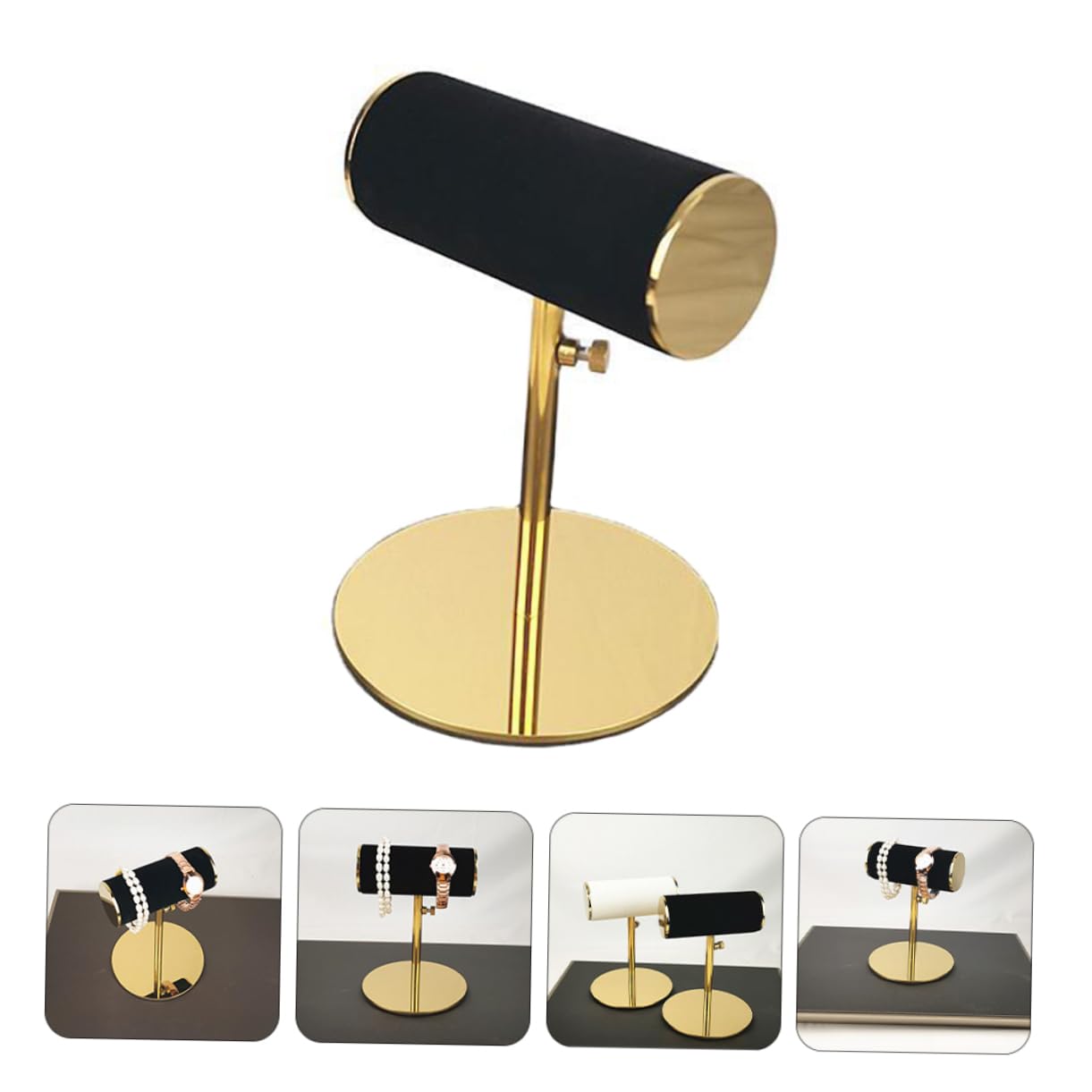 SHERCHPRY Espositore per Orologi in Acciaio Inox e Flanella, Nero, Elegante e Pratico per Tavolo da Cosmetici o Negozio, Display e Storage