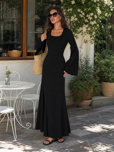 Robe longue avec nœud dans le dos et taille haute structurée - 4