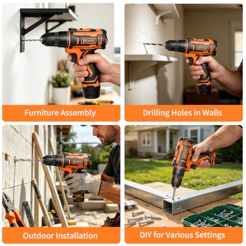Image of Drill Driver Set,Cordless Drill with Battery and Charger,LED Drill Tools Kit,18+1 Torque Setting and 43pcs Drill Bits