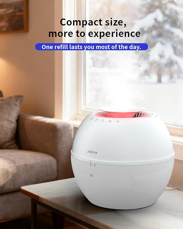 DINZAN Dual-Function Humidifier & Dehumidifier Combo Air Purifier 152oz Water Tank Steam Distillation Humidification for Bedroom with Drain Hose Humidifer RV Bathroom Auto Adjustment LED Lights by DINZAN - Used condition - Image 2