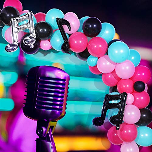 144 Pieces Music Balloons Birthday Balloon Garland Kit Music Sign Foil Balloons 5 Inch 10 Inch Rose Red Black Blue Pink Latex Balloon For Birthday Karaoke Decorations Music Theme Party Supplies #TOP3