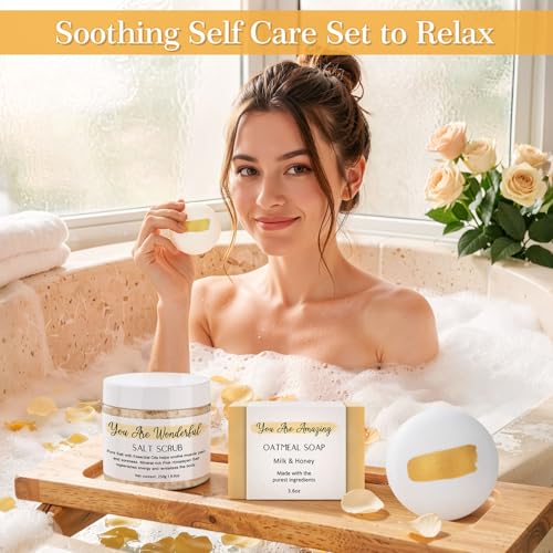 Self Care Gifts for Women Relaxation Spa Gift for Women Luxury Relaxing Spa Kit Ideas Pamper Beauty Care Package Gift Set for Her for Birthday Stress Relief Comfort Bath Gift Basket for Woman Mom