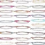 SONNYX 28 Pieces Woven Wrap Friendship Bracelets for Women Men Colorful Handmade Braided String Brac