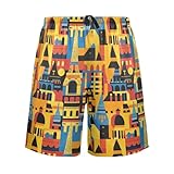 SyXIOP Paris Castel - Pantalones cortos coloridos de estilo abstracto para hombre, pantalones de pijama suaves para dormir, Paris Castel Estilo abstracto colorido, XXL