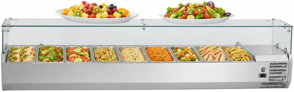 Commercial Refrigerated Condiment Prep Station, 9 Pan(GN1/3)