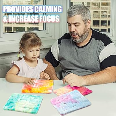 4 Pcs Marble Maze Mat Sensory Fidget Stress Relief Toys Calming Sensory Mat Anxiety Relief Fabric Toys for Teens School Home Reduce Stress(Marble Maze Style,8.66 x 6.3 in)