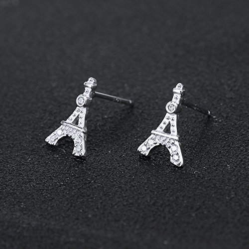 AoedeJ Hypoallergenic Paris Eiffel Tower Stud Earrings 925 Sterling Silver Small Earrings Stud Gift for Women4