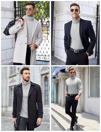 Image of COOFANDY Men's Ribbed Turtleneck Sweater Casual Basic Long Sleeve Knitted Pullover Sweater