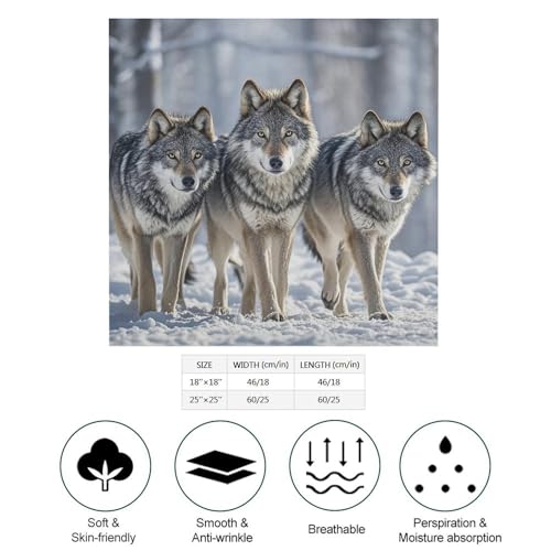 Pack of Wolves Silk Scarf Fashion Satin Head Scarf Lightweight Head Scarves for Neck Silk Scarves for Women Men Boho Hair Wrap Sleeping Kerchief Bandanas Pocket Square 18" X 18"2