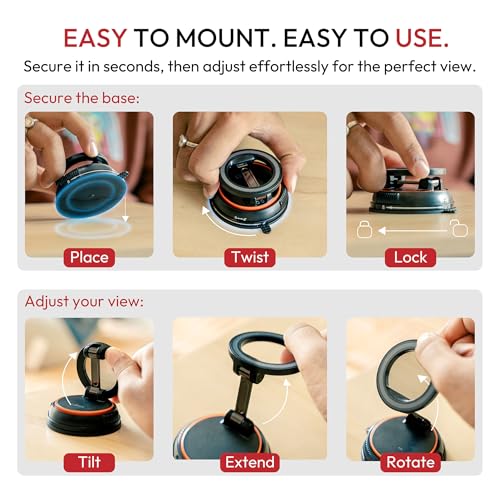 Image of Capes Maglock Anywhere Mount Magnetic Phone Holder for Car, Gym & Home | 360 Rotatable & Foldable Mag-Safe Compatible Suction Mount for iPhones & Androids