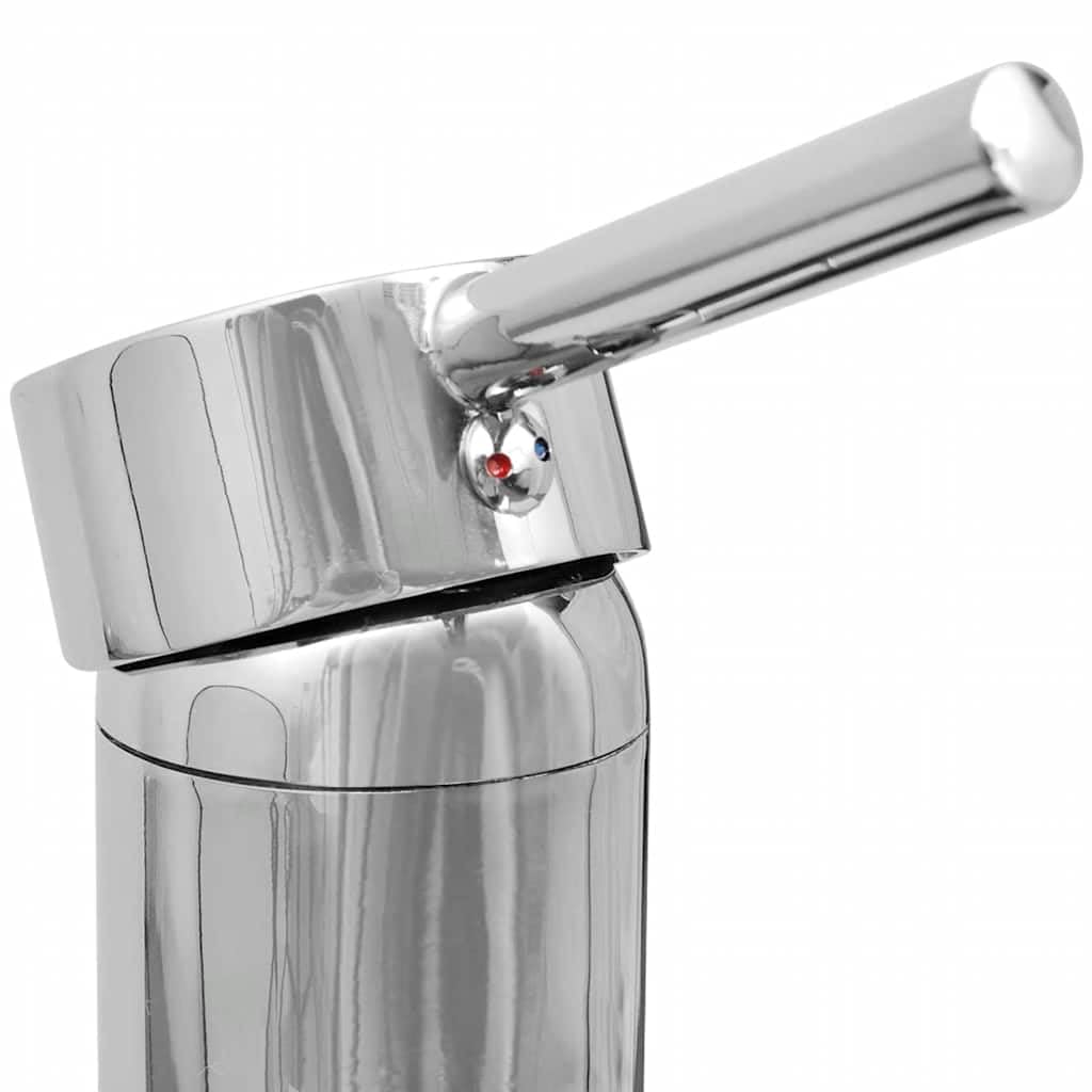 Lavabo de cerámica blanco 630 x 420 mm con grifo monomando cromado moderno para baño, invitados, inodoro y caravana