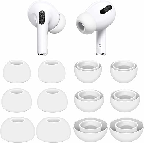 6 pares de auriculares compatibles con AirPods Pro y Pro 2, pequeños, medianos y grandes, 3 tamaños, de goma de silicona, accesorios compatibles con