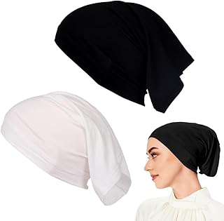 EODKSE 2er Pack Turban Damen Frauen Unterziehhaube Hijab Cap Unterhaube Klassische Slouch Beanie Mütze Islamische Muslimis...