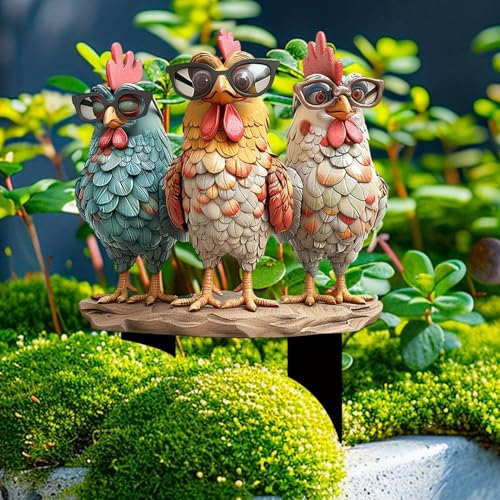 Zqkimzi Garden Stakes Outside, Chicken Garden Stakes, Acrylic Ground Plug, Pot Decoration Stakes, Outdoor Plant Stakes, Yard Decoration Stakes for Garden, Farm, Yard, Lawn and Pathway