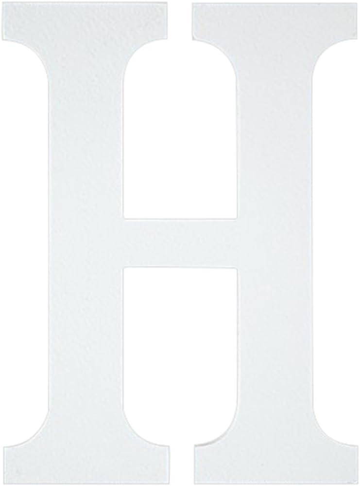 H Wood Block, 24 L, White Wall Letter