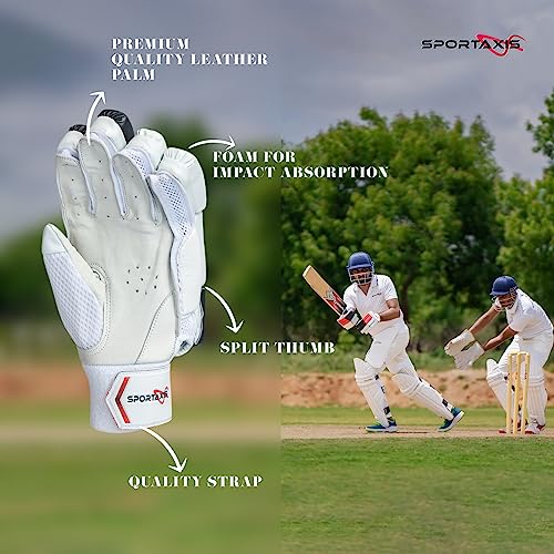 SPORTAXIS Premium Cricket Batting Gloves for Batsman, Split Fingers, Stylish Design, Comfortable Grip, PVC Thumb Patch, and Breathable mesh for Ventilation, for Adults