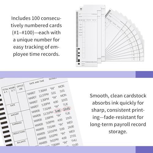 44100-10 600Time Cards Includes 1 × 5000R Time Clock Ribbons – Compatible with Pyramid 4000/4000Pro/4000ProK & 5000 Series Time Clocks – Weekly Single-Sided, 3.5"×9", 6 Boxes by NYVKBRR - Image 4