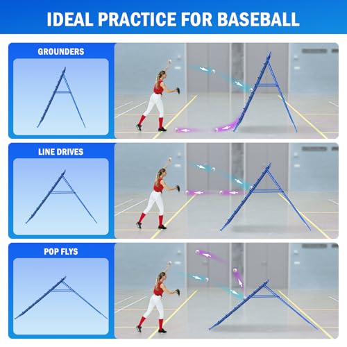 Image of Volleyball Baseball Rebounder Net, Softball Rebounder Pitchback Net Quick Adjustments, Quick Adjustments Lacrosse Bounce Back Practice Equipment, Ideal for Outdoor Indoor and Backyard Training